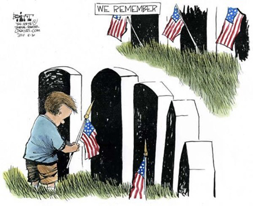 Memorial Day cartoon - remember the fallen heroes